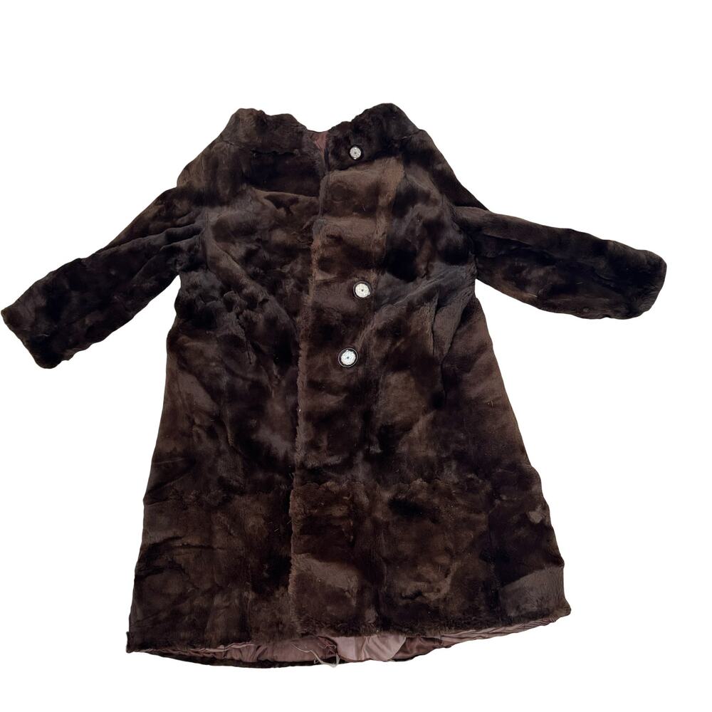 Vintage 50s Sheared Beaver Fur Coat Glitter Buttons Project As Is Cutter Repair